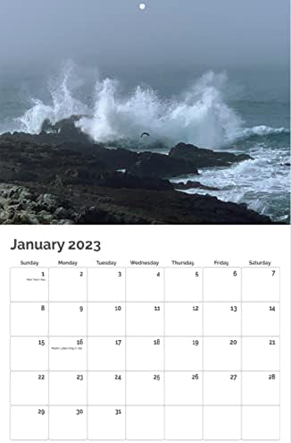 2023 לוח השנה הקיר 12 חודשים | אוקיינוס, חול, שמש וגלים | לוח הקיר 2023 קיר חודשי | לוח שנה תלוי | נוף לוח שנה | 2023 לוח שנה